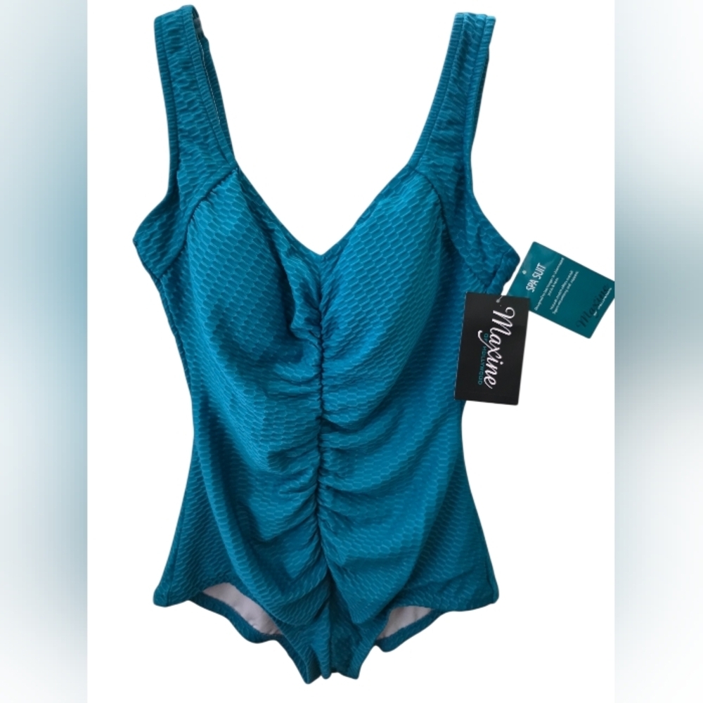 Maxine of Hollywood Teal Textured One Piece Swimsuit